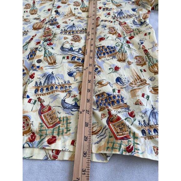 Island Connection Italian-Themed Hawaiian colorful Yellow Print Shirt XL - Picture 4 of 7